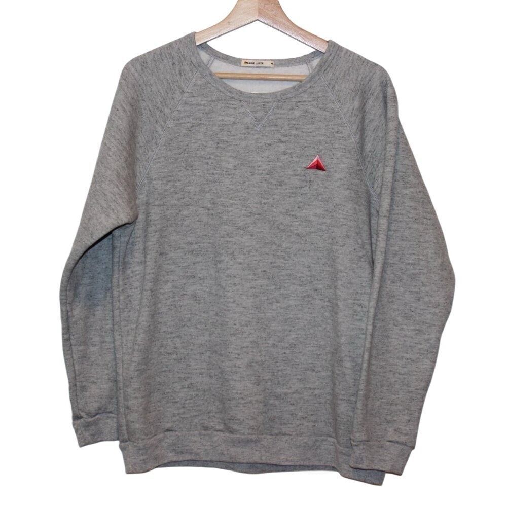 Marine Layer Heather Gray Long Sleeve Pullover Sweatshirt Men's Size M